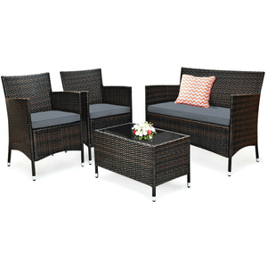 Outdoor Patio Rattan Furniture Set 4 pcs