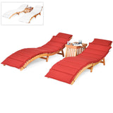 Patio Chaise Pool Lounge Chaise With Cushions and Table Set