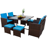 Wicker Rattan Outdoor Patio Set Chairs and Tempered Glass Table