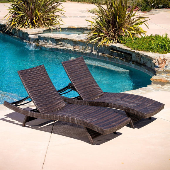 Outdoor Adjustable Wicker Chaise Lounge Chair I#901