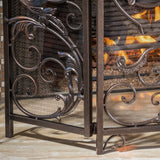 Traditional 3-Panels Iron Fireplace Screen