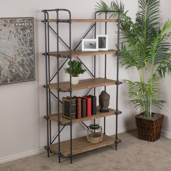 Industrial Pipe Style Bookcase 5 Shelf I#1020