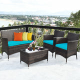 Outdoor Patio Rattan Furniture Set 4 pcs