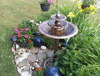 Water Fountain Birdbath 35" High Three Tiered For Yard Garden Patio Deck