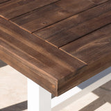 Outdoor Picnic Table with Bench Dark Brown Top and White Leg I#1152