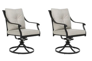 Set of 2 Outdoor Patio Swivel Rocking Chairs with Gray Cushion I#1132