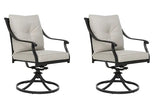 Set of 2 Outdoor Patio Swivel Rocking Chairs with Gray Cushion I#1132