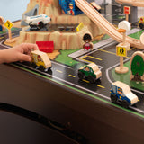 KidKraft Metropolis Wooden Train Set & Table with 100 Accessories Included I#922