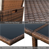 Wicker Rattan Outdoor Patio Set Chairs and Tempered Glass Table