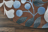 Cozy Handcrafted Botanical Area Rug With Blue Leaves