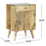 Poppy Handcrafted Wood Nightstand with Storage