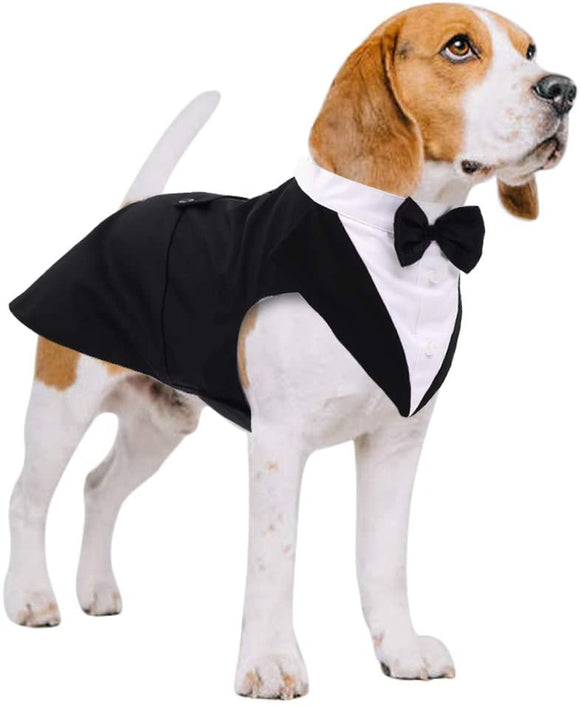 Dog Tuxedo Bow Tie Shirt Formal Dog Wedding Attire I#919