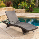 Dark Brown Wicker Pool Side Outdoor Chaise Lounge Chair (Set of 2)