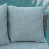 Outdoor 10 Piece Round Wicker Sectional Sofa Set with Teal Cushions