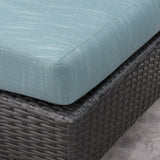 Outdoor 10 Piece Round Wicker Sectional Sofa Set with Teal Cushions