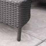 Outdoor 10 Piece Round Wicker Sectional Sofa Set with Teal Cushions