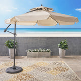 Outdoor Beige Cantilever Umbrella & Base