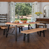 Farmhouse Dining Table and Benches Set