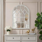 Arched Wood Window Pane Accent Mirror