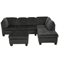 3-piece Charcoal Fabric Sectional Sofa Set