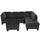 3-piece Charcoal Fabric Sectional Sofa Set