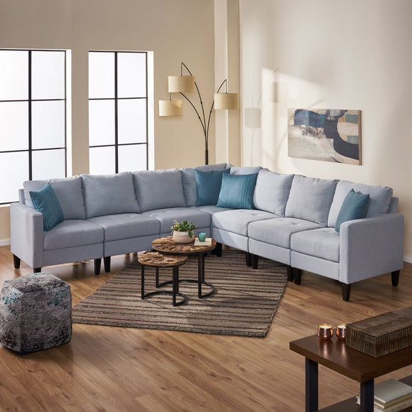 Versatile Fabric Sectional Couch 7 Pcs