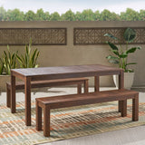 Dark Brown Outdoor Picnic Table with Benches Dining Set