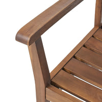 Outdoor Acacia Wood Table with Plant Hanger and 6 Chairs Dining Set