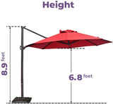 11 ft Cantilever Umbrella with Cover and Weight Plates