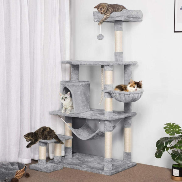 Multi-Level Cat Tree Cat Tower With Scratching Posts and Hammock