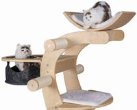 Solid Wood Curve Cat Tree House I#1334