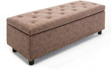 Faux Leather 48" Rectangular Storage Ottoman Bench Tufted Cushion Top I#912