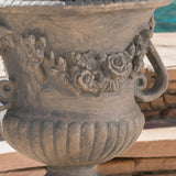 Large Light Weight Concrete Planter With Rose Design