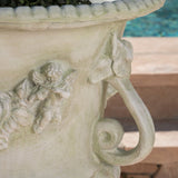 Large Light Weight Concrete Planter With Rose Design