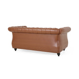 Chesterfield Faux Leather Sofa 2 Seater Loveseat