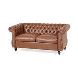 Chesterfield Faux Leather Sofa 2 Seater Loveseat