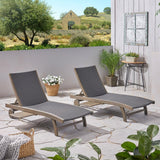 Patio Wood and Wicker Chaise Lounge Pool side Lounge Chair With Pull-Out Tray