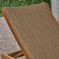 Patio Wood and Wicker Chaise Lounge Pool side Lounge Chair With Pull-Out Tray