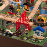 KidKraft Metropolis Wooden Train Set & Table with 100 Accessories Included I#922