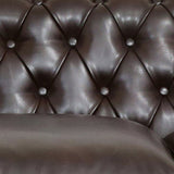 Tufted Leather Sofa with Scroll Arms I#1053
