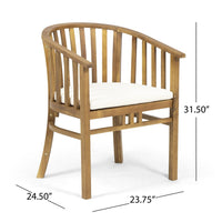 Outdoor Wood Dining Set Table and Six Chairs With Cushions Set