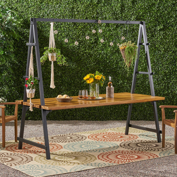 The Grove Wood Table with Metal Frame