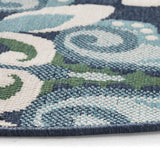 Blue Flora Medallion Area Rug Indoor Rug Outdoor Rug I#1487