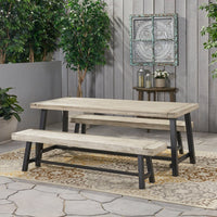 Farmhouse Acacia Wood Dining Set Outdoor Dining Set I#1150