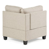Contemporary L-Shape Fabric Sectional Sofa with Chaise Ottoman