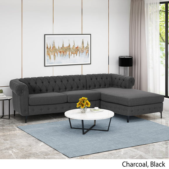 Contemporary Fabric Sectional Sofa with Chaise Lounge