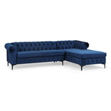 Velvet Sectional Sofa with Chaise Lounge