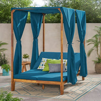 Outdoor Daybed Lounge Chaise With Curtain