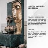 30" Zen Water Fountain With Buddha And Lotus Flower