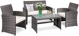 Outdoor Patio Cushioned Rattan Couch Sofa set with Table